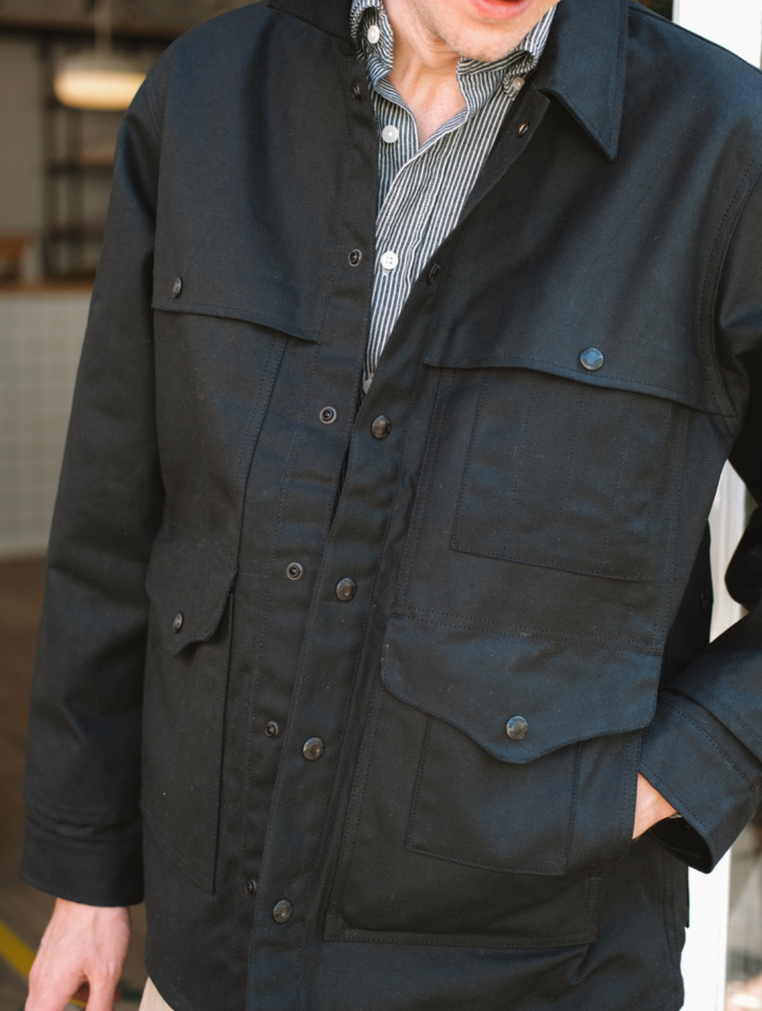 Filson - Lined Tin Cloth Cruiser - Black