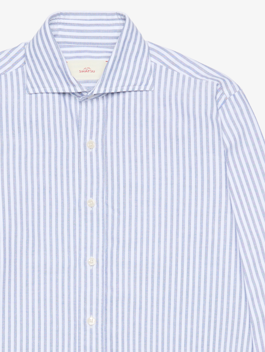 SHATSU - Ni cotton oxford medium stripe dark blue