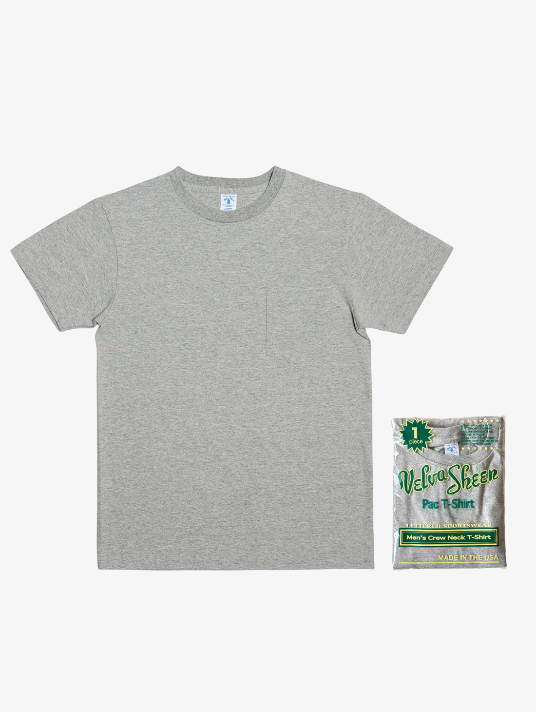 Velva Sheen - 1Pac S/S C/N Tee W/PKT - H.Grey