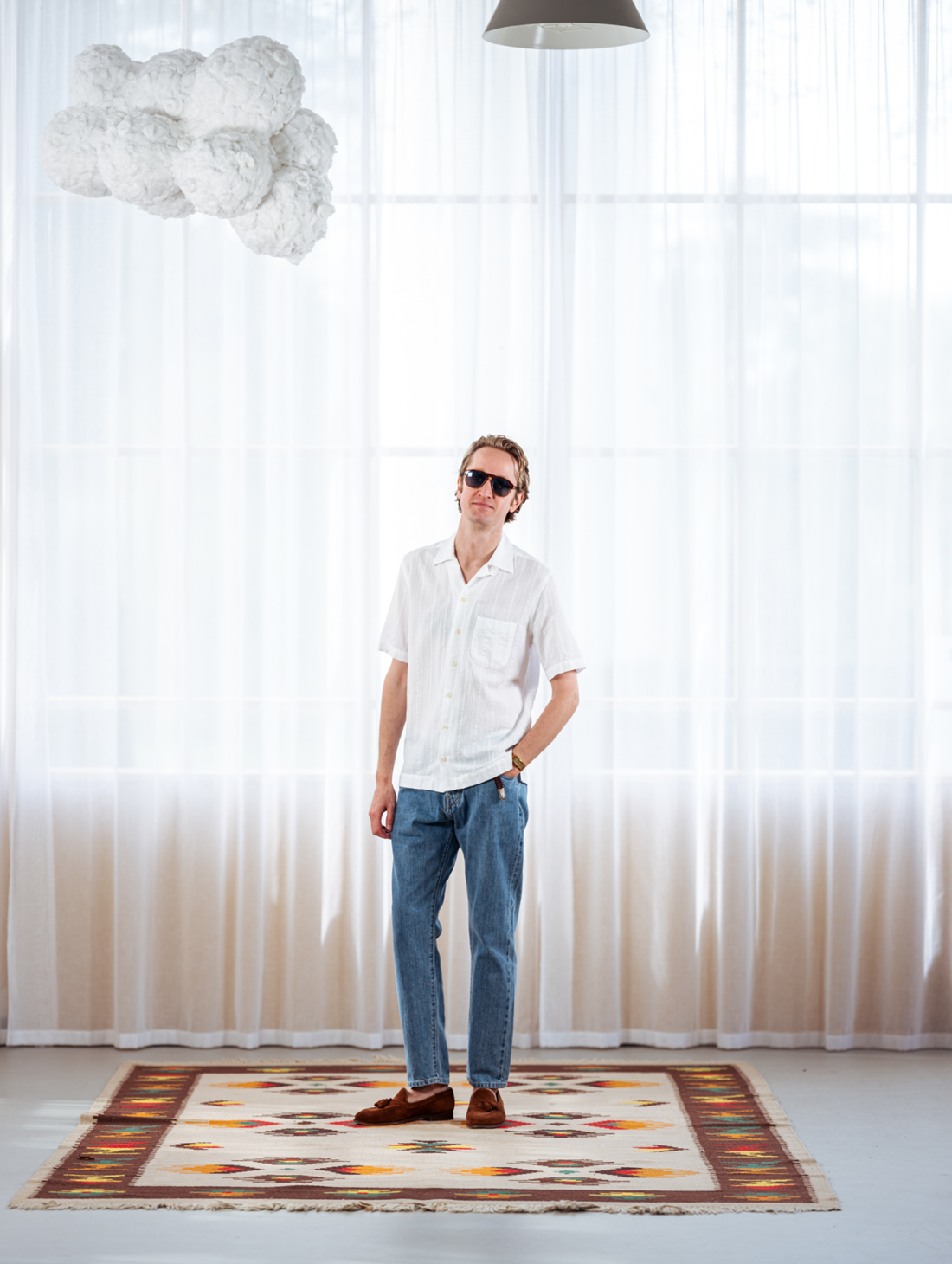 SHATSU - Roku cotton texture stripe white
