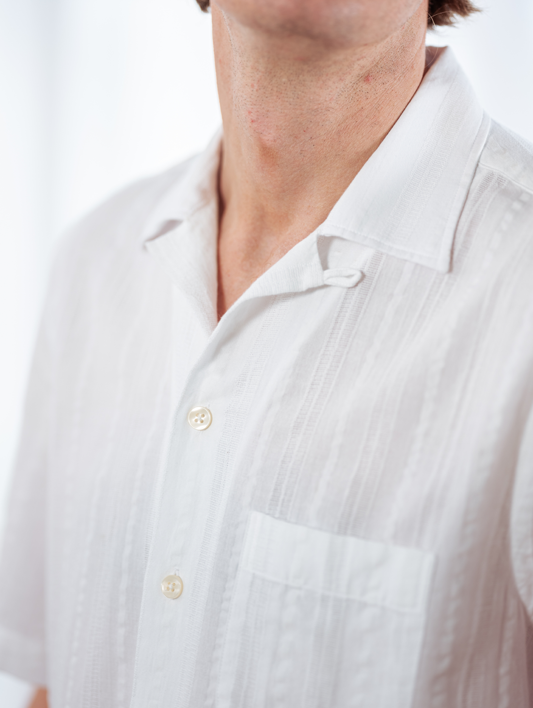 SHATSU - Roku cotton texture stripe white