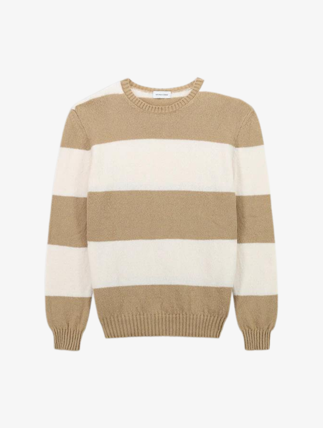 Scaglione - Round Neck Fluffy Cotton - Butter/Milk Striped